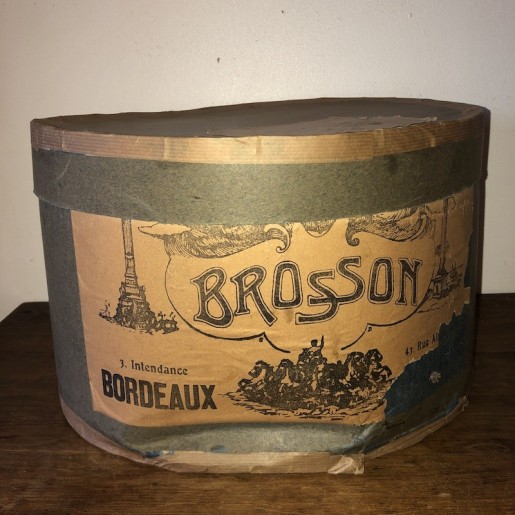 Ancienne boîte à chapeau + chapeau melon | Brosson | Bordeaux Toulouse