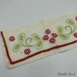 Old case or towel pouch in white floral embroidery