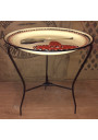 Vintage table with enamelled sheet metal top | Folding round table | Mexican decor