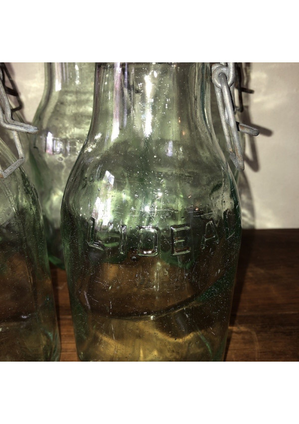 Lot De 4 Bocaux Anciens En Verre Vert L'Idéale - 1 Litre - Conservation Et Déco