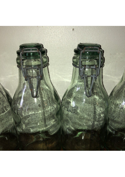 Lot De 4 Bocaux Anciens En Verre Vert L'Idéale - 1 Litre - Conservation Et Déco