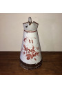 Old enamelled water pitcher | White, brown | Floral decor | Folk art