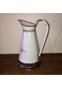 Old enamelled water pitcher | White, brown | Floral decor | Folk art