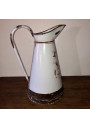 Old enamelled water pitcher | White, brown | Floral decor | Folk art