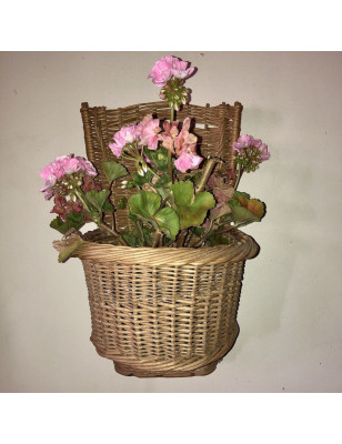 Petite hotte murale vintage en osier pour plante