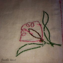 Old hand embroidered tablecloth floral decor