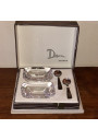 Ancien coffret de salerons Daum France et cuillères en métal argenté Ercuis