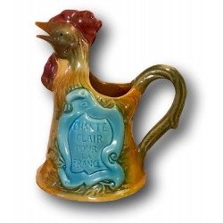 Old barbotine rooster pitcher | Le Gaulois