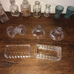 Old dinette and glass bottles | Collection | Old toy