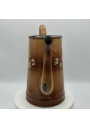 Old enamelled sheet coffee maker| AUBECQ | Brown | Embossed floral decor