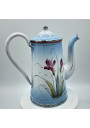 Old enamelled sheet coffee maker | Floral decor | Enamel coffee maker