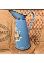 Old enamelled sheet water jug | Embossed Floral Decor