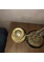 Old pair of candelabra with chains | In brass and black marble | 3 Flames
