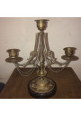 Old pair of candelabra with chains | In brass and black marble | 3 Flames