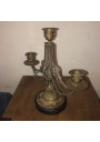 Old pair of candelabra with chains | In brass and black marble | 3 Flames