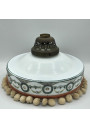 Old decorated opaline pendant light | Napoleon 3 | White opaline