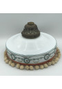 Old decorated opaline pendant light | Napoleon 3 | White opaline