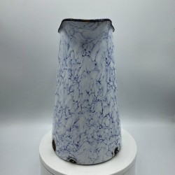 Old enamelled sheet pitcher | White and blue marbled