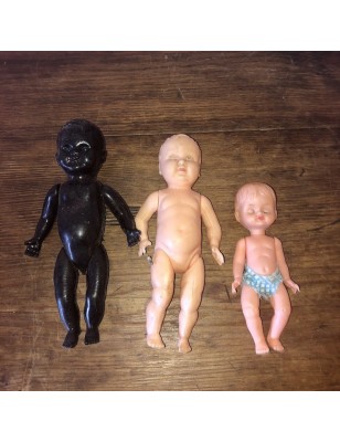 Lot de 3 minis baigneurs | Poupées anciennes | Poupées mignonnettes