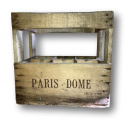 Old wooden bottle rack | Wooden case for 6 bottles | Paris - Dome