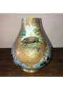 Paire de vases anciens en opalines |Décor bleu et doré avec renard et sanglier