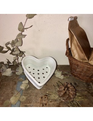 Heart Shaped White Porcelain Faisselle Mold