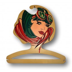 Vintage clothes hanger 1970 | Green and red hair woman face | B G Milano Italy