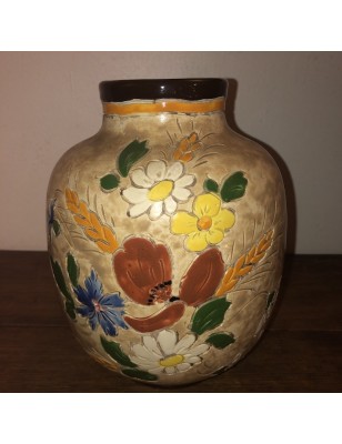 Old polychrome ceramic vase signed J. Massier Vallauris 1985