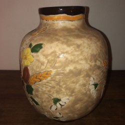 Ancien vase en céramique polychrome signé J.Massier Vallauris 1985