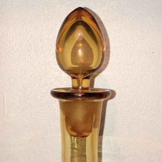 Ancienne carafe en verre émaillé | Ambre| Dans le goût de Montjoye, Legras
