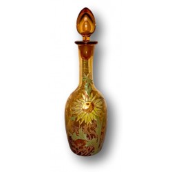 Old enamelled glass carafe | Amber | In the manner of Montjoye, Legras