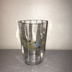 Old enamelled glass | Blue floral decor | Circa 1900