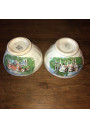 Pair of small antique faceted bowls decorated with cows | Bowls Digoin & Sarreguemines