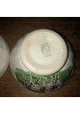 Pair of small antique faceted bowls decorated with cows | Bowls Digoin & Sarreguemines