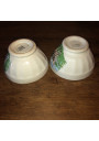Pair of small antique faceted bowls decorated with cows | Bowls Digoin & Sarreguemines
