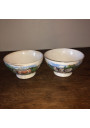 Pair of small antique faceted bowls decorated with cows | Bowls Digoin & Sarreguemines
