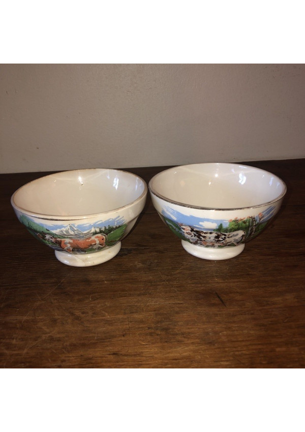 Lot De 3 Bols Anciens Sarreguemines - Décor Pochoir Et Aérographe - Céramique Vintage - Occasion