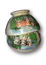 Pair of small antique faceted bowls decorated with cows | Bowls Digoin & Sarreguemines