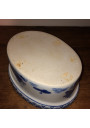 Terrine vintage bleue et blanche en porcelaine en forme de canard