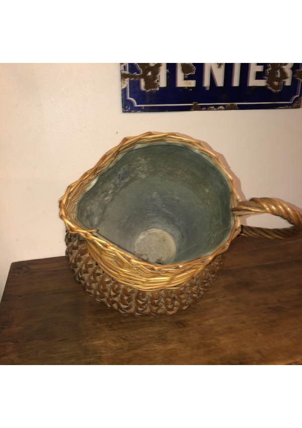 Grande Cruche / Pichet en Osier des Années 70 Décoration