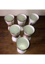 6 Mazagrans in porcelain with wild fauna decor