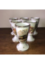 6 Mazagrans in porcelain with wild fauna decor