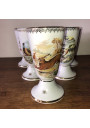 6 Mazagrans in porcelain with wild fauna decor
