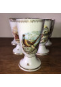 6 Mazagrans in porcelain with wild fauna decor