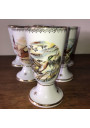 6 Mazagrans in porcelain with wild fauna decor