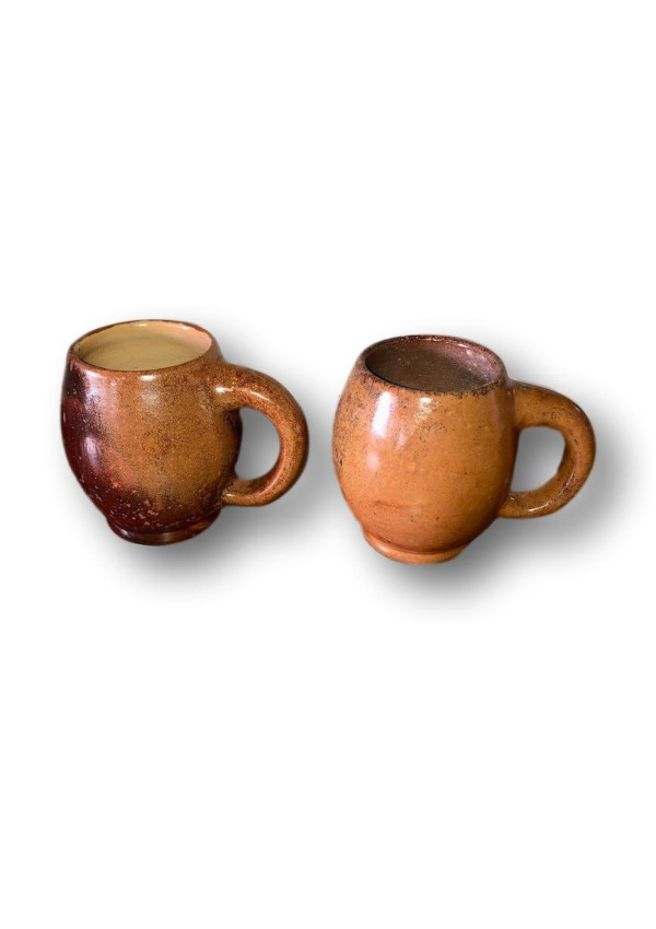 Lot de 2 chopes mugs en grès signés Dubois