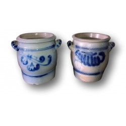 Set of 2 sandstone jars | Grey and blue Alsace