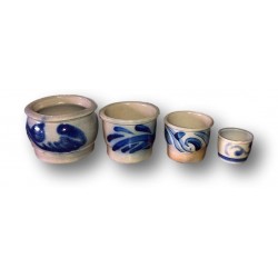 Set of 4 stoneware pots | Gray sandstone and Alsatian blues