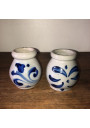Lot de 2 petits pots en grès | Grès gris et bleus Alsaciens