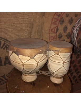 Nagharettes en terre cuite du Maroc | Tbila en terre cuite et peau